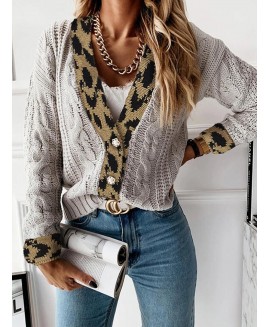 Solid or Long-sleeved ton Knit Single-breasted Sweater Cardigan 