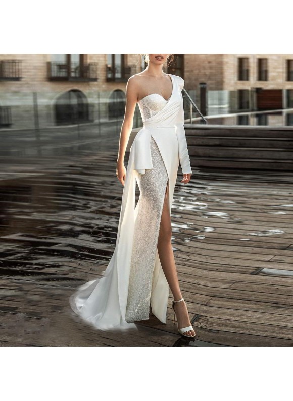 Stylish And Elegant White Satin Gown