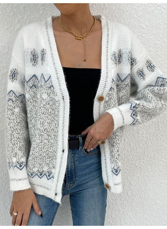 Fashion Casual Single-breasted Long-sleeved Loose Cardigan