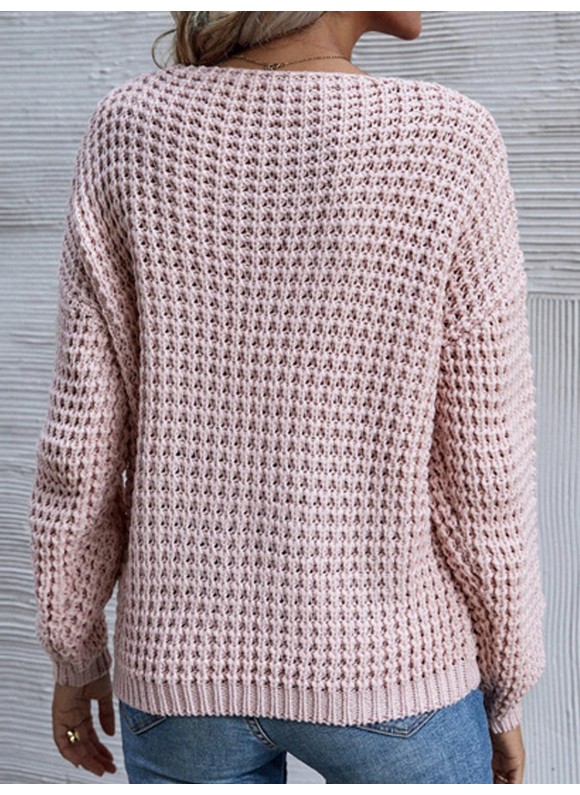 Casual Solid or V-Neck Twist Long-Sleeved Sweater