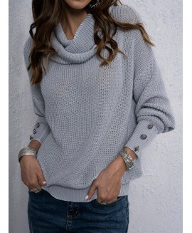 Plain Turtleneck Vintage Knitwear 