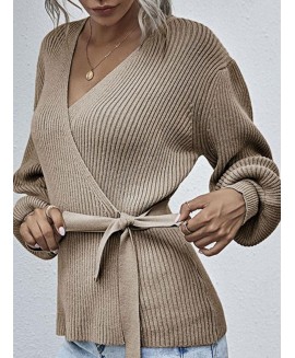 V-neck Loose Casual Solid or Sweater Pullover 
