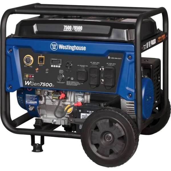 Westinghouse WGen7500c 9,500/7,500-Watt GAS Powered Portable Generator with Remote Start, Transfer Switch Outlet and Co Sensor 
