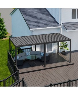 Pergola 10 ft. W x 20 ft. D Adjustable Louvered Roof Metal Pergola SORARA Roof Color: White, Frame Finish: White 