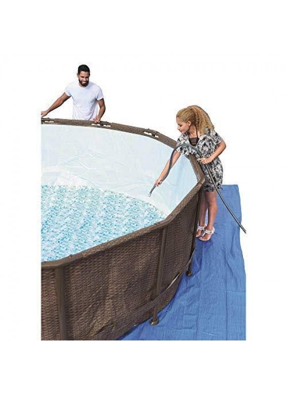 14ft x 42in Power Steel Deluxe Above Ground Swimming Pool Set and Pump