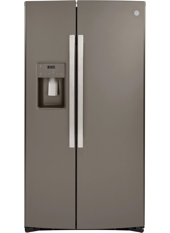 GE - 21.8 Cu. ft. Side-by-Side Counter-depth Refrigerator - Slate