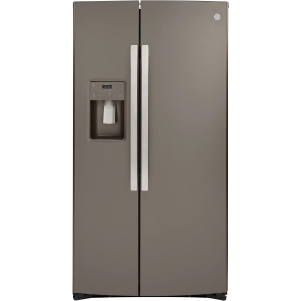 GE - 21.8 Cu. ft. Side-by-Side Counter-depth Refrigerator - Slate 