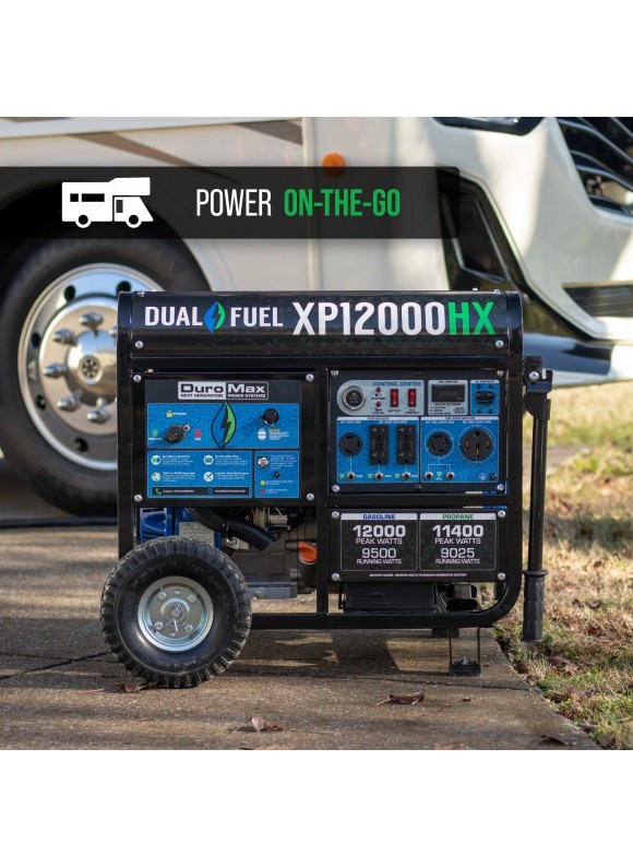 DuroMax XP12000HX Dual Fuel 12,000 Watt Co Alert Portable Generator