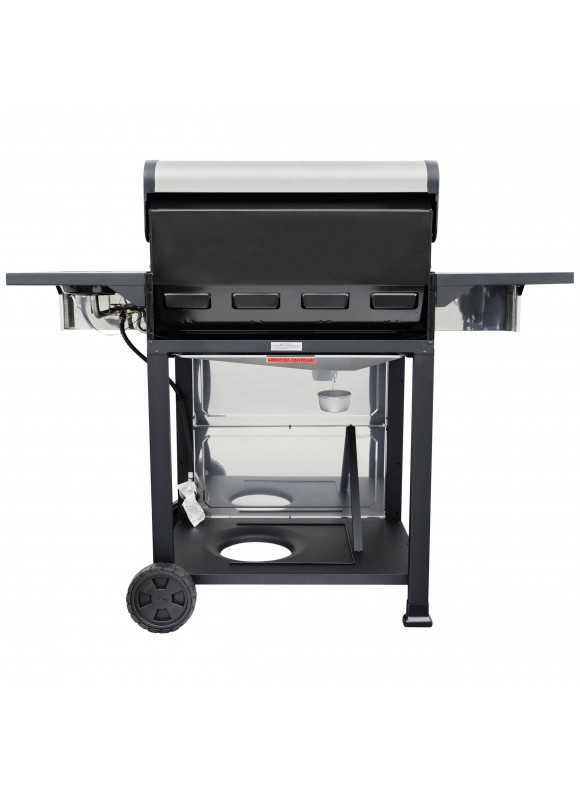 Kenmore 4-Burner Outdoor Propane GAS Grill with Side Burner, Open Cart, Stainless Steel