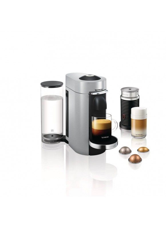 Nespresso VertuoPlus Deluxe Coffee and Espresso Machine by De'Longhi with AEROCINNO, Silver - ENV155SAE