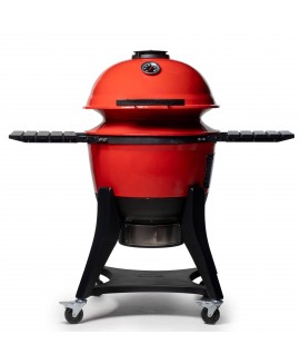 Kamado Joe Kettle Joe 22 in. Charcoal Grill in Red with Hinged Lid, Cart, and Side Shelves 