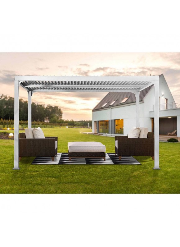 Paragon Outdoor | Novara Aluminum Pergola 10'x 12-ft. with Louvered Canopy
