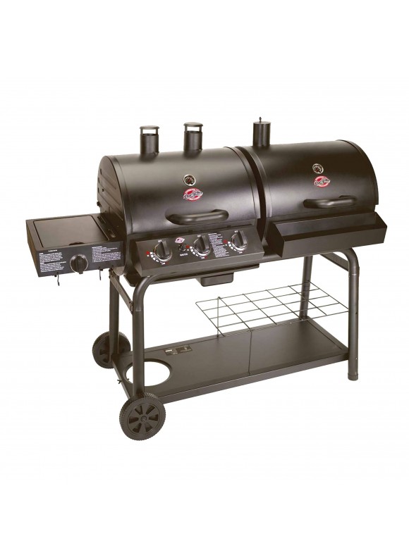 Char-Griller Duo Propane Gas/Charcoal Grill with 3 Burners - Black