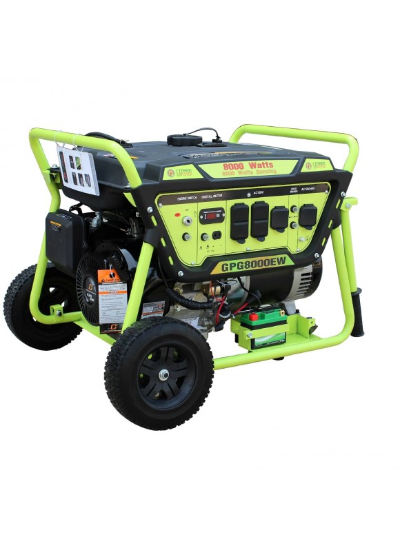 Green Power Portable Generator Gasoline Electric Start LCT 420cc Lithium Battery 8000/6500W