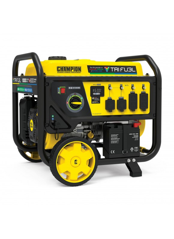 Champion 8000-Watt Tri-Fuel Portable Natural GAS Generator with Co Shield and Electric Start 100416