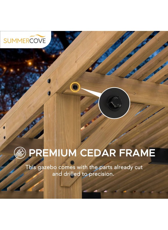 SummerCove 10 ft. x 11 ft. Cedar Wood Framed Hot Tub Pergola