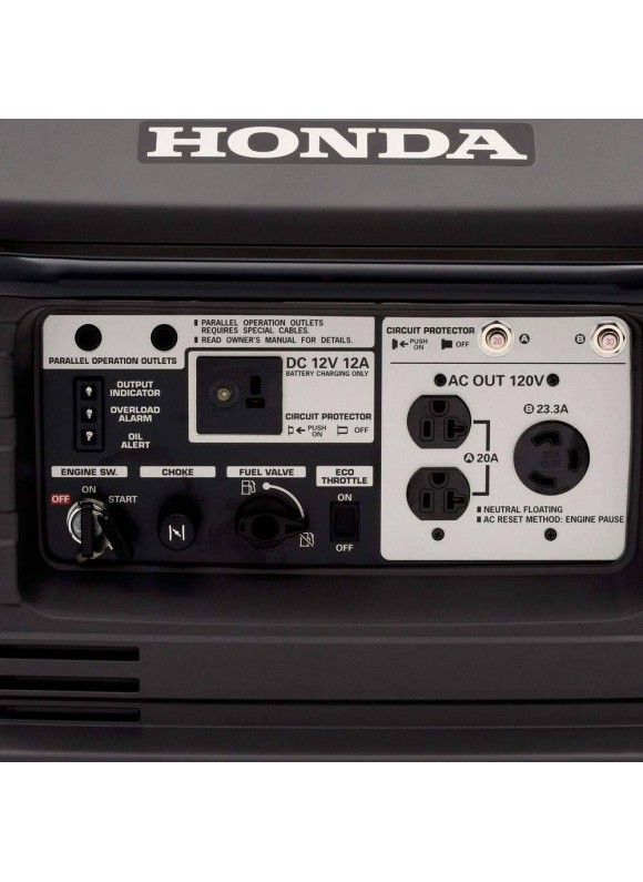 Honda Electric/Recoil Gasoline Portable Inverter Generator, 2800 Rated Watts, 3000 Surge Watts, 120VAC Model: EU3000IS1A