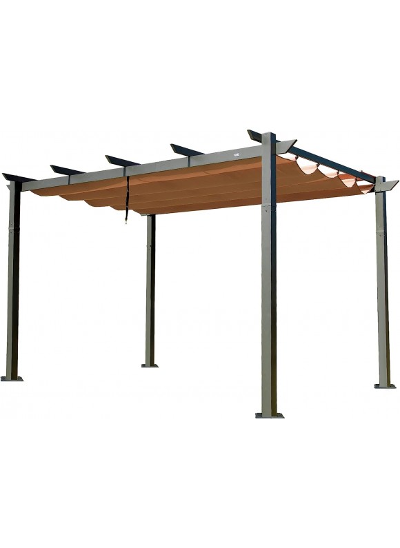 Domi 10x13ft Outdoor Retractable Pergola Against The Wall with Sun Shade Canopy, Gazebos Clearance, Patio Metal Canopy