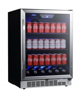 EdgeStar CBR1502SG 24 inch Wide 142 Can Built-in Beverage Cooler with Tinted Door 