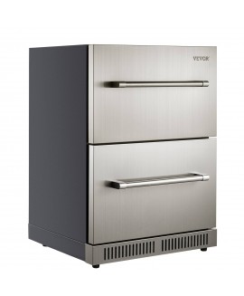 VEVOR 24'' Under Counter Refrigerator Built-in 2 Drawer Refrigerator Fridge 