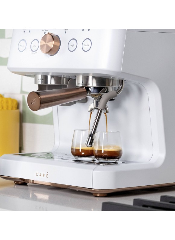 Cafe Bellissimo Semi-Automatic Espresso Machine &amp; Frother - Matte White