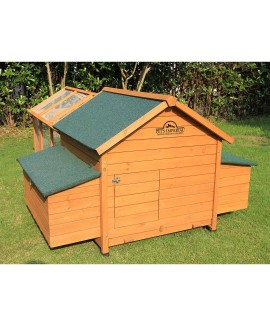 Pets Imperial Double Savoy Large Chicken Coop with 2 Nest Boxes and Run Suitable for Up to 10 Small Birds 