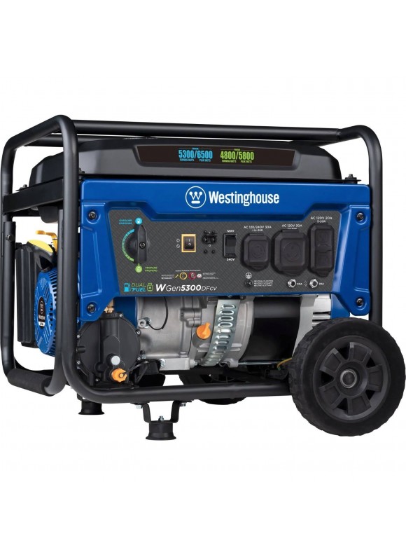 Westinghouse WGen5300DFcv &#8211; 5300 Watt Dual-Fuel Portable Generator w/ RV Outlet &#038; Co Sensor (CARB)