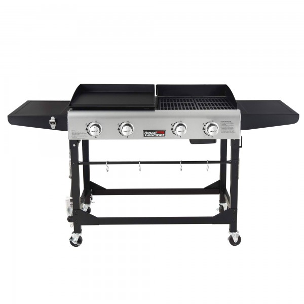 Royal Gourmet GD401 4-Burner Portable Flat Top GAS Grill and Griddle Combo 