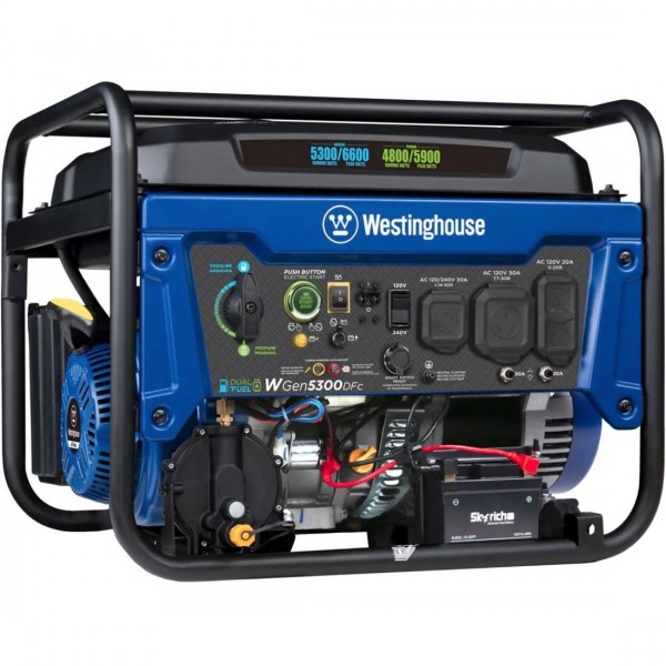 Westinghouse 6600 Home Backup Watt Dual Fuel Portable Generator with Remote Electric Start &#038; Co Sensor 