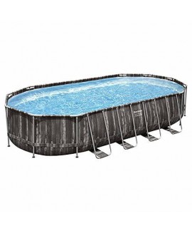 Power Steel 22’ x 12’ x 48’’ Above Ground Oval Pool Set w/Ladder, Cover, Filter Pump, Replacement Cartridge, Repair Patch 