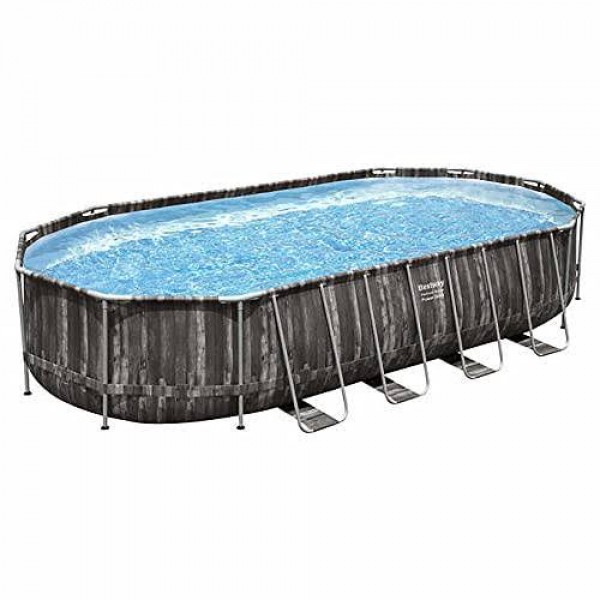 Power Steel 22’ x 12’ x 48’’ Above Ground Oval Pool Set w/Ladder, Cover, Filter Pump, Replacement Cartridge, Repair Patch 
