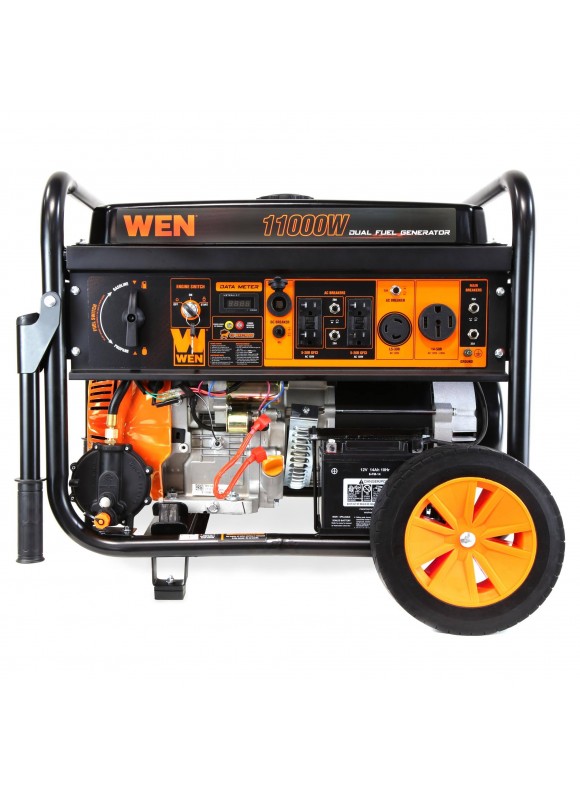 WEN DF1100X 11000W 120V/240V Dual Fuel Transfer-Switch Ready Electric Start Portable Generator with Wheel Kit and Co Shutdown Sensor