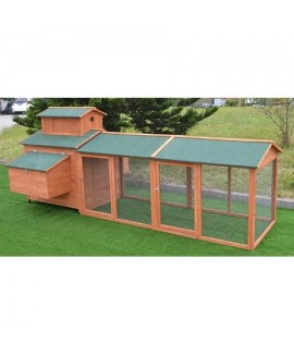 Omitree Wooden Chicken Coop with 6 Nesting Box and Run, 10' ft, Red 