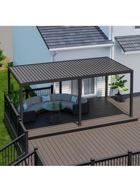 SORARA Louvered Pergola 10' × 20' Aluminum Gazebo with Adjustable Roof for Outdoor Deck Garden Patio (Charcoal Black)