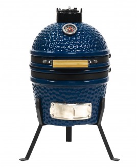 VESSILS 13 inch Stand Style Kamado Barbecue Charcoal Grill w/ Thermometer, Blue / Grey 