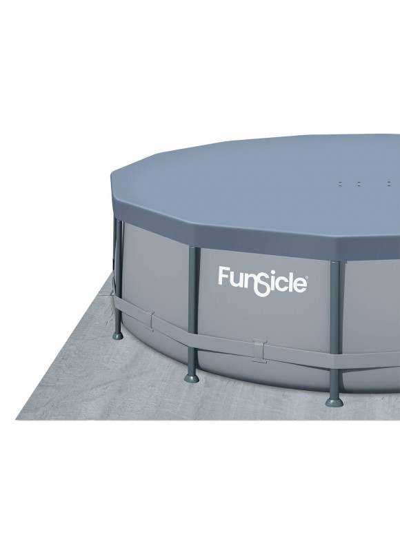 Funsicle Oasis 14 ft. Round 42 in. Deep Metal Frame Round Above Ground Pool with Pump, Gray