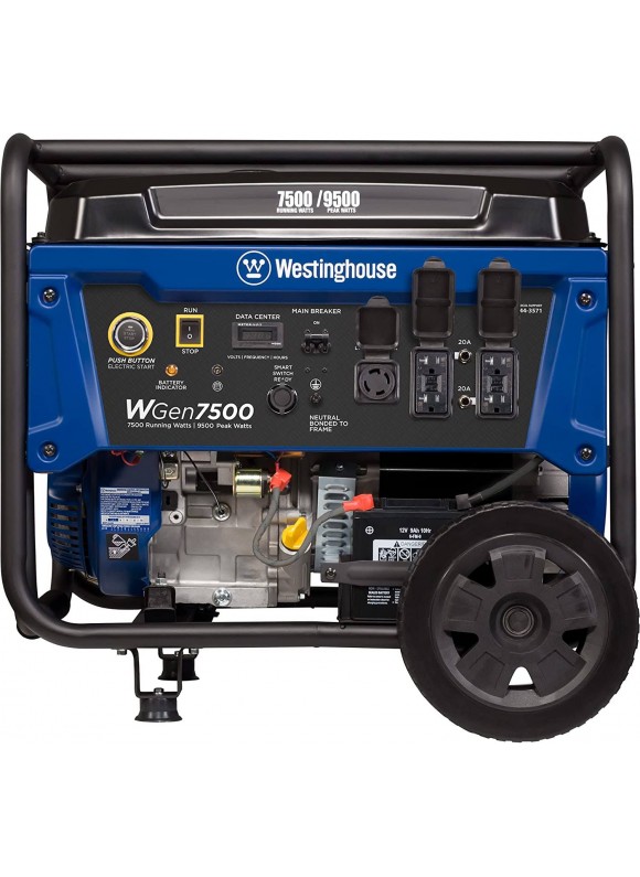Westinghouse WGen7500c 9,500/7,500-Watt GAS Powered Portable Generator with Remote Start, Transfer Switch Outlet and Co Sensor