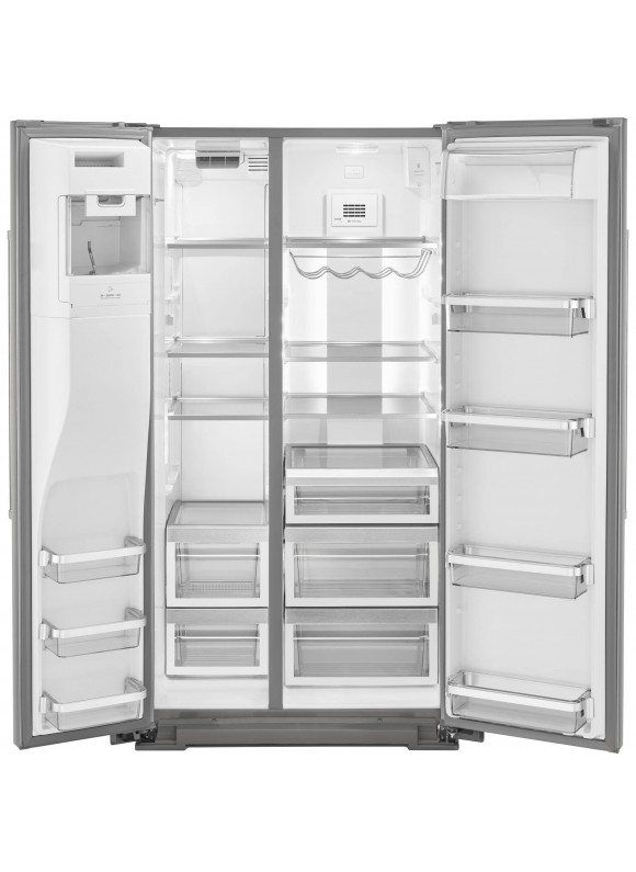 KitchenAid 24.8 Cu. ft. PrintShield Stainless Steel Side-by-Side Refrigerator with Exterior Ice and Water Dispenser - KRSF705HPS