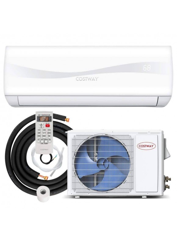 Costway 12000 (DOE) BTU Mini Split Air Conditioner Cools 750 Sq. ft. with Heater Dehumidifier with Remote in White