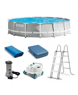 15 Foot x 42 inch Prism Frame Above Ground Swimming Pool Set with Filter 