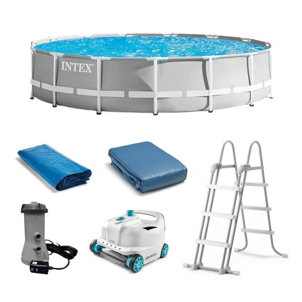 15 Foot x 42 inch Prism Frame Above Ground Swimming Pool Set with Filter 