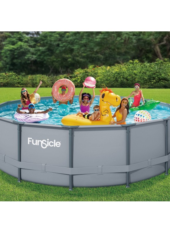 Funsicle 16ft x 48in Round Oasis Above Ground Pool, with SkimmerPlus Filter Pump &amp; Ladder