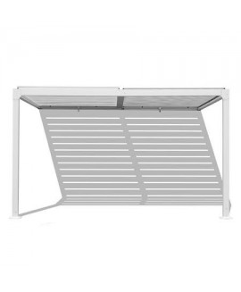 Aoodor 10 ft. W x 13 ft. D Outdoor Louvered Pergola Adjustable Louvered Sloping Roof Wall-Mounted Pergola, White 