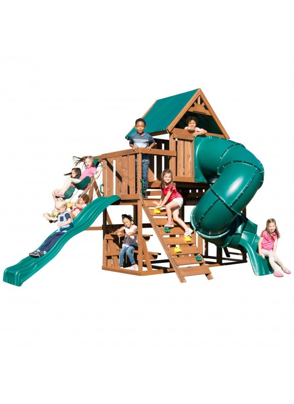 Swing-N-Slide Denali Tower Wooden Swing Set with 5' Turbo Tube Slide