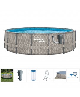 Summer Waves Active 16 ft x 48 in Above Ground Frame Swimming Pool Set with Pump 