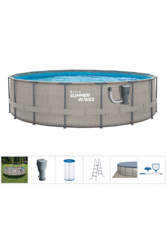 Summer Waves Active 20 ft x 48 in Above Ground Frame Swimming Pool Set with Pump