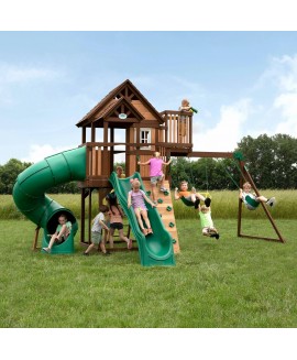 Backyard Discovery Skyfort III Cedar Swing Set w/ Tube Slide - DIY 