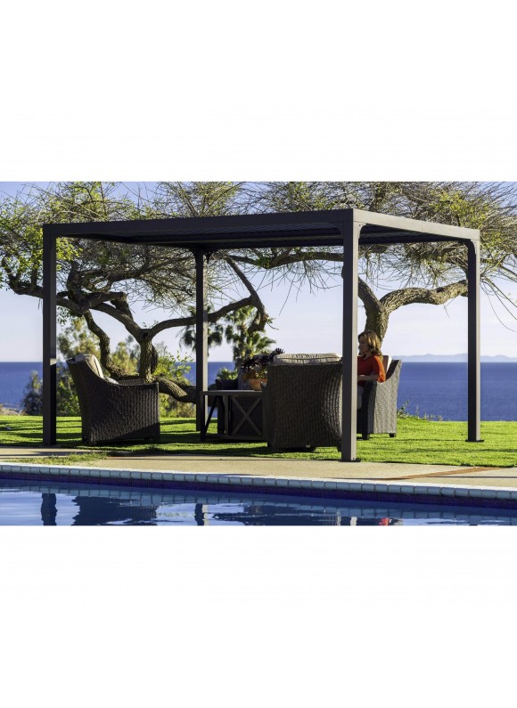 Paragon Outdoor | Novara Aluminum Pergola 10'x 12-ft. with Louvered Canopy