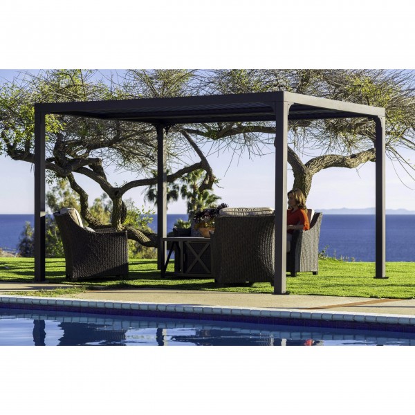 Paragon Outdoor | Novara Aluminum Pergola 10'x 12-ft. with Louvered Canopy 