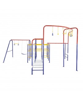 ActivPlay Modular Jungle Gym with Swing Set, Monkey Bars, Hanging Bridge, and Hanging Jungle Line Kit 
